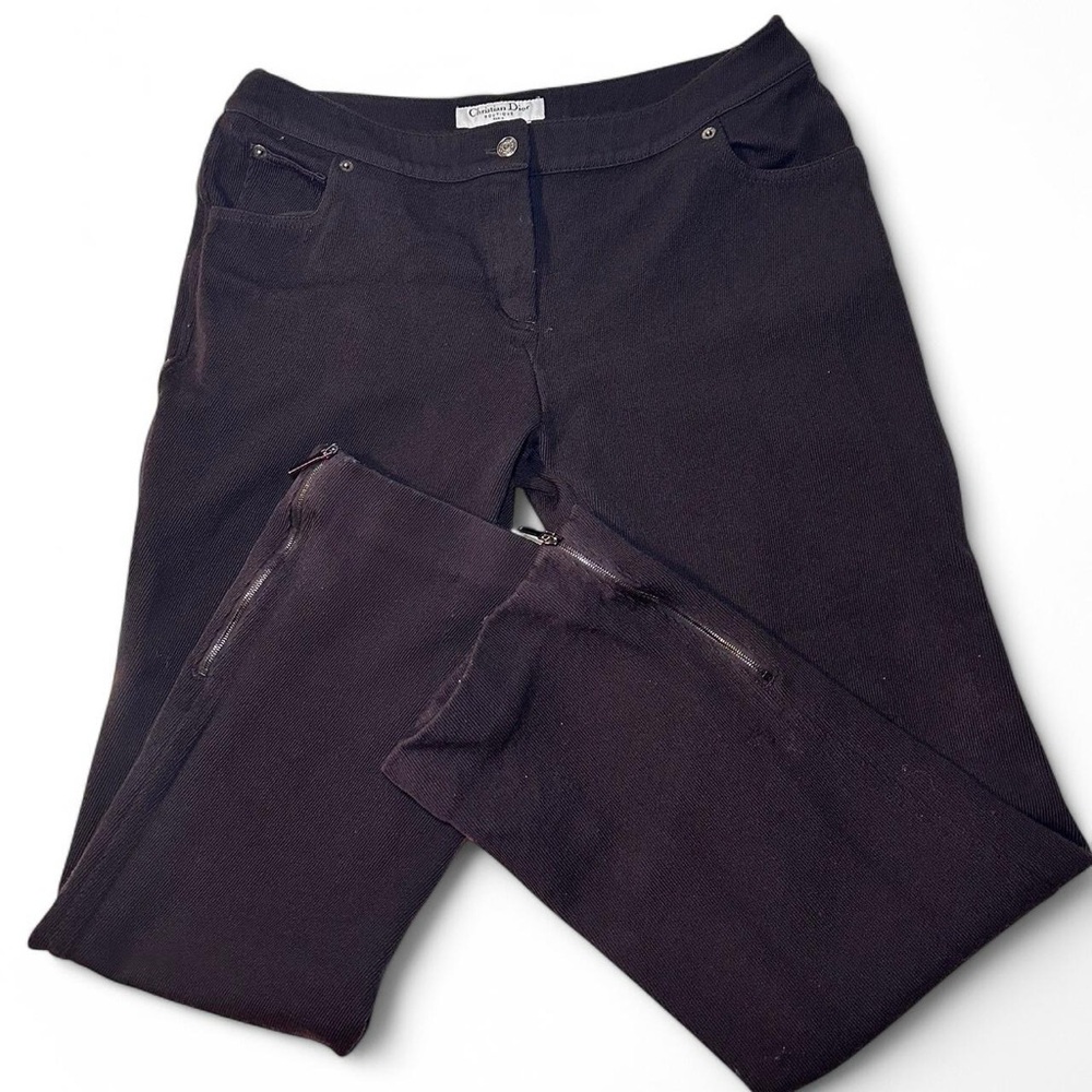 Christian Dior 100% wool corduroy preppy dress pants with zipper at the legs